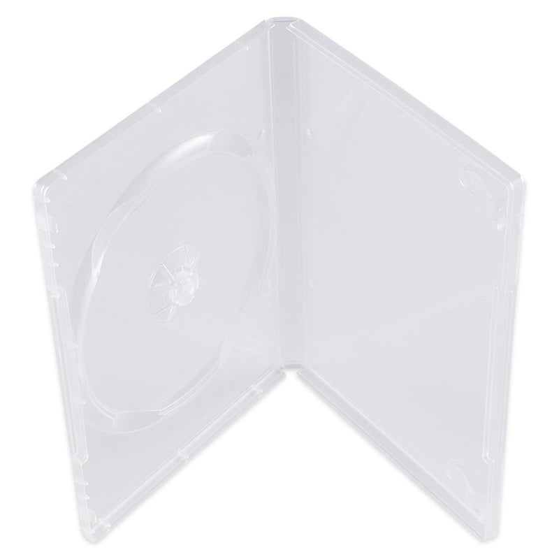 Maxtek 14mm Single Clear Standard DVD Case with Outter Clear Sleeve, 25 PCs. Disc Not Included. - Image 1